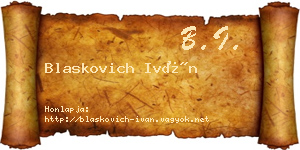 Blaskovich Iván névjegykártya